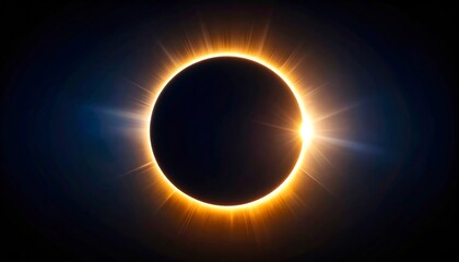 Wall Mural - cosmic solar eclipse with burning zero glow in the vast universe