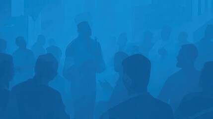 Poster - Silhouettes of people in a large gathering.