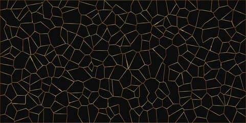 Poster - Beautifu bluck and golden crystallized polygon background. abstract light colorful stone tile pattern with shadow. modern wallpaper, trendy simple minimal geometric background abstract mosaic back