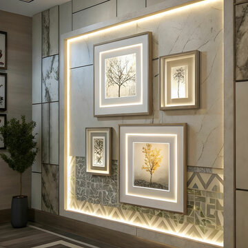 soft spotlight on square frames against a variegate