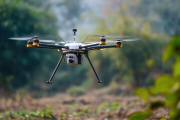 Poster - Drone flying through an urban environment, equipped with sensors to track environmental conditions.