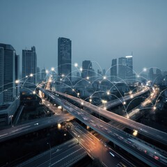 Poster - Advanced digital interface with smart city management tools and global connectivity.