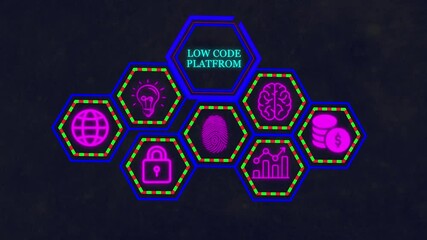 Low Code software development platform technology concept.