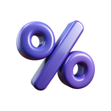 3d Percent sign isolated on transparent background, in PNG format, cut out