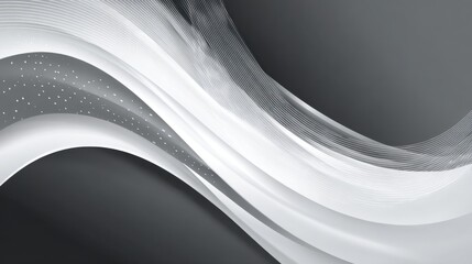 Poster - Curved white and gray waves create a smooth, flowing abstract design. Lines and shapes seamlessly blend, offering a contemporary look suitable for various creative projects.