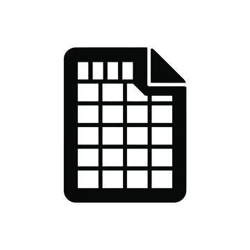 Spreadsheet Icon with Folded Corner in Black and White Style