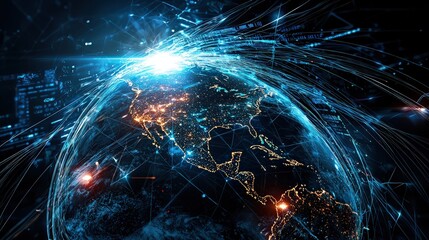 Aufkleber - Global connectivity exploring digital networks across asia and europe high-tech visualization futuristic environment