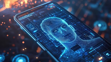 Poster - Futuristic digital avatar interaction virtual space technology showcase modern environment close-up view innovation concept