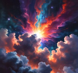 Wall Mural - Illustration of nebula with stars and galaxy.