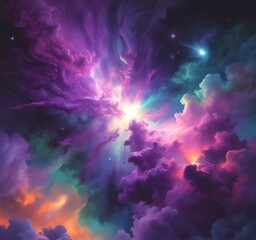 Wall Mural - Illustration of nebula with stars and galaxy.