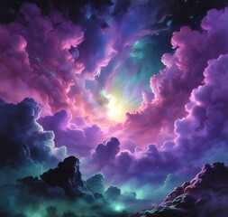 Wall Mural - Illustration of nebula with stars and galaxy.