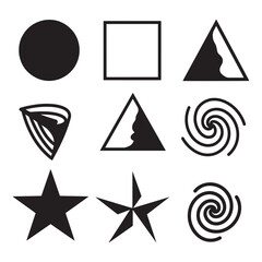 Poster - Geometric shapes in black and white collection of simple vector illustrations for design