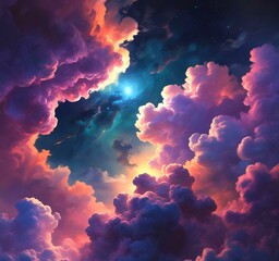 Wall Mural - Illustration of nebula with stars and galaxy.