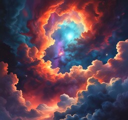 Wall Mural - Illustration of nebula with stars and galaxy.