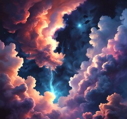 Wall Mural - Illustration of nebula with stars and galaxy.