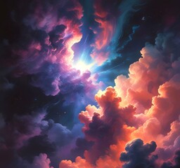 Wall Mural - Illustration of nebula with stars and galaxy.
