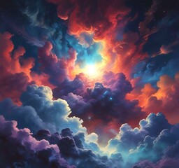 Wall Mural - Illustration of nebula with stars and galaxy.