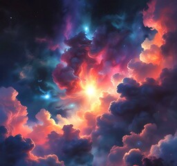 Wall Mural - Illustration of nebula with stars and galaxy.