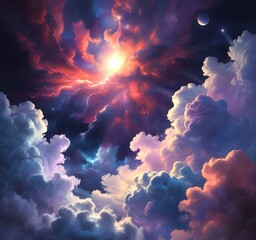 Wall Mural - Illustration of nebula with stars and galaxy.