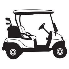 Fototapete - Simple black and white vector illustration of a golf cart for golfing related designs