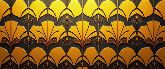 Poster - Elegant gold geometric Art Deco pattern, subtle texture, modern design for interiors ,  lines,  shapes