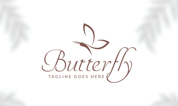 Beauty Butterfly logo. Luxury line logotype design. Universal premium butterfly symbol logotype