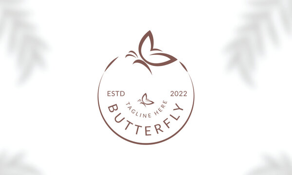 Beauty Butterfly logo. Luxury line logotype design. Universal premium butterfly symbol logotype