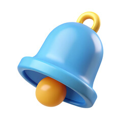 Poster - Stylized blue bell with yellow clapper and ring isolated on transparent background