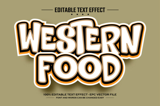 Western food 3D editable text effect template