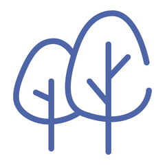 Poster - Illustration of two simplified trees with rounded canopies and visible trunks in a blue outline style
