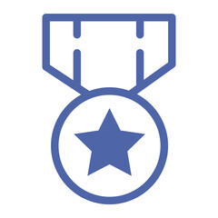 Poster - Illustration of a blue medal with a star symbol hanging from a ribbon, isolated on a white background
