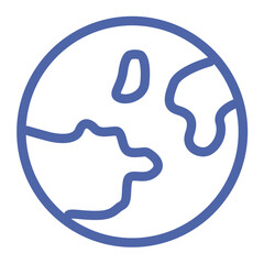 Poster - Illustration of a blue outlined earth with continents inside a circular border on a white background