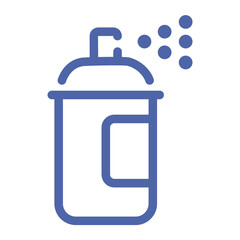 Poster - Illustration of a blue spray can with a nozzle spraying a fine mist of liquid in the air around it