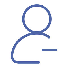 Poster - Blue outline of a person icon with a circle head and minus sign on the body representing removal