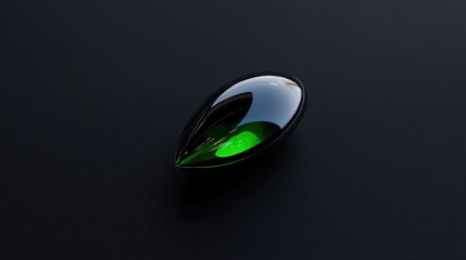 Poster - A sleek, futuristic green and black object is positioned on a dark surface, reflecting light in an intriguing way. The design highlights modern aesthetics and innovation.