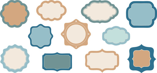 Poster - Collection of eleven decorative frames in various shapes colors on a border borders