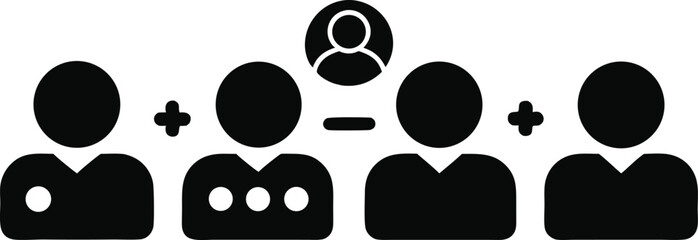 Poster - Graphic of people icons with plus minus symbols representing team building vector