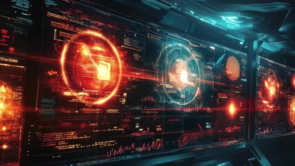 Poster - Futuristic control room displays advanced data visualization and analysis in a high-tech environment