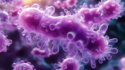 Poster - Microbial life forms exhibit intricate structures and vibrant colors under magnification in a laboratory setting