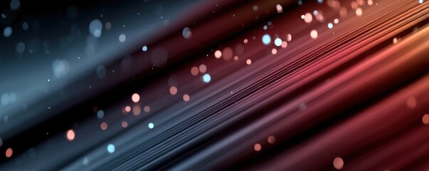 Poster - Abstract glowing streaks and particles in blue and orange tones