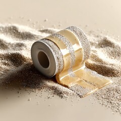 Poster - Abstract Roll: Caramel-Colored Coating on Texture with Grainy Surroundings, a Modern Art Installation.