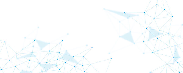 Aufkleber - Abstract white blue digital technology futuristic communication high tech concept background. Technology dots lines connect network background.	