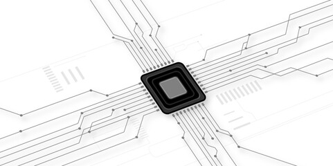 Aufkleber - Abstract white gray digital technology futuristic circuit board background design. Technology dots lines connect network background.	