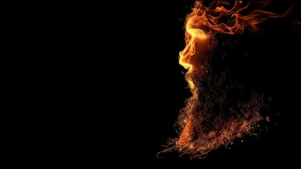 Poster - Creative Display of Fire Depicting a Man's Face, Showcasing Artistic Talent and Imagination in Digital Art