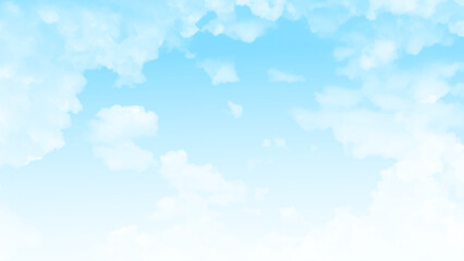 Poster - Fantastic soft white clouds against blue sky