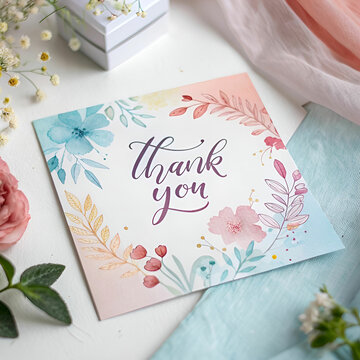 hand painted watercolor square flyer thankyou card