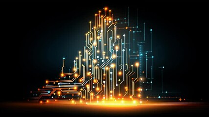 Aufkleber - Exploring Digital Art With Glowing Circuits and Vibrant Patterns in a Dark Backdrop