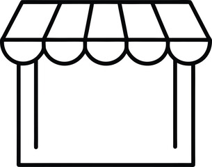 Poster - Simple outline drawing of a shop awning with scalloped edge and supporting posts isolated on white background