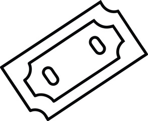 Poster - Simple black outline drawing of a single ticket with two perforated sections isolated on a white background isolated on white background