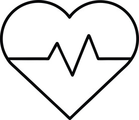 Poster - Simple black line art heart symbol with a cardiogram heartbeat line inside isolated on white background